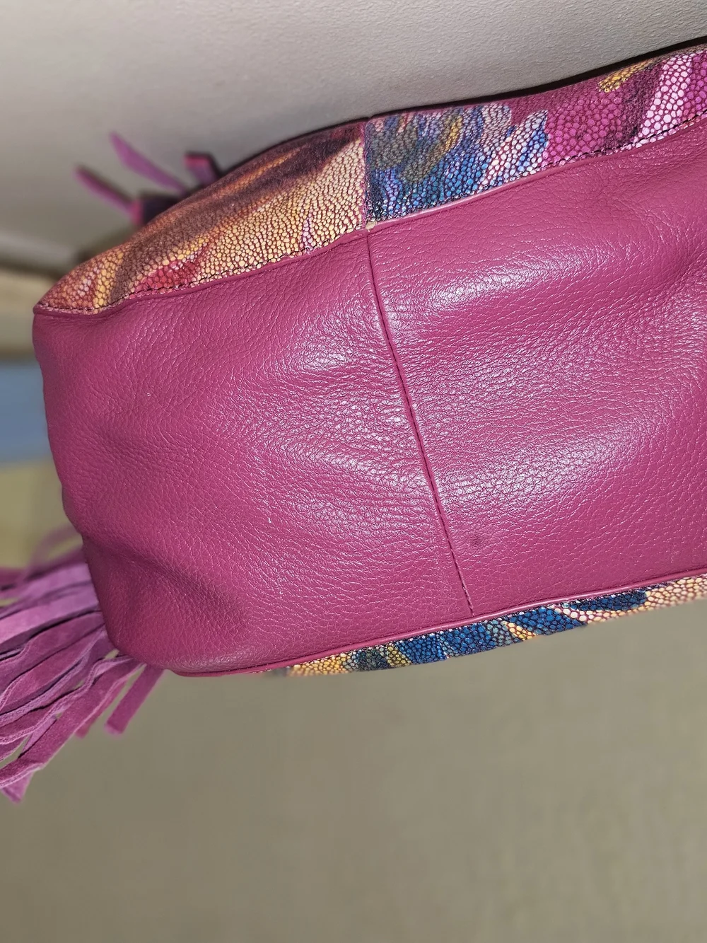 Shariff! RARE! Vintage! Made in New York Pink Floral Fringe shoulder bag